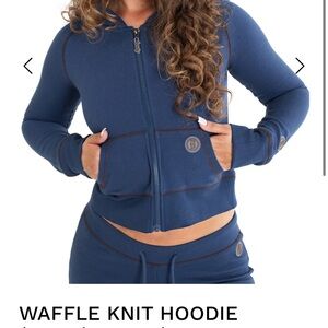 Body by raven tracy waffle knit zip up (navy and brown)